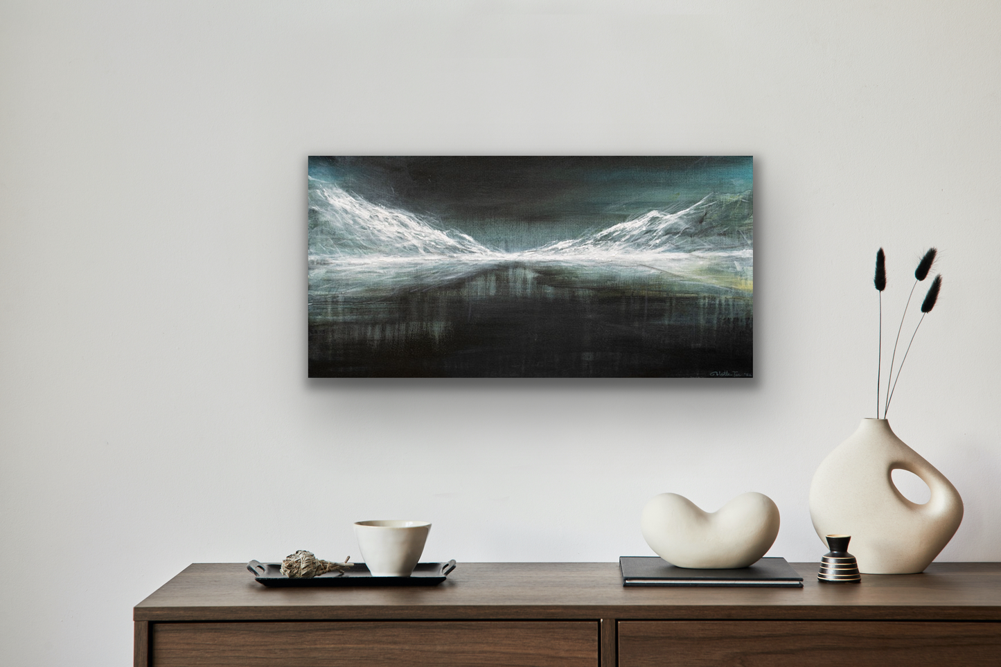 Edith abstract landscape wall art would look great in your living room, dining room or hallway.