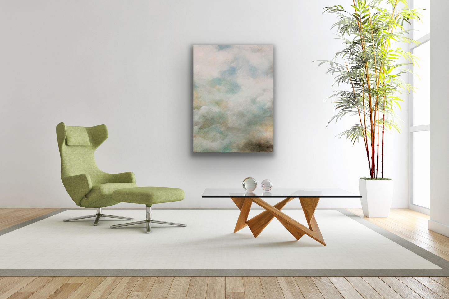 Just imagine Moody Cloud art work adding a calming presence to your living room, dining room or hallway.