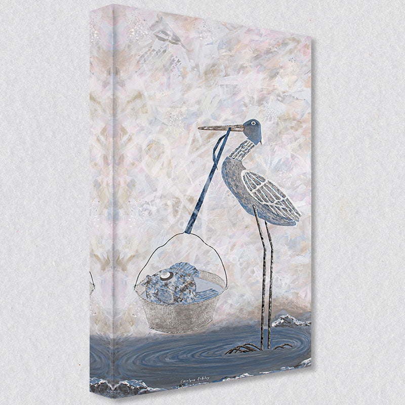 "Travelling" comes as a gallery wrapped canvas print with a rich 1.5 inch thick wood frame. We use a moisture resistant poly-cotton canvas that will not sag and high quality inks that will last over 100 years.