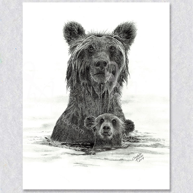 Mama Bear and Three Cubs Mural - Murals Your Way