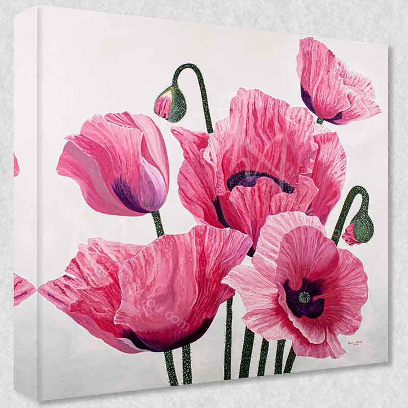 "Adoration" comes as a gallery wrapped canvas print with a rich 1.5 inch thick wood frame. We use a moisture resistant poly-cotton canvas that will not sag and high quality inks that will last over 100 years.