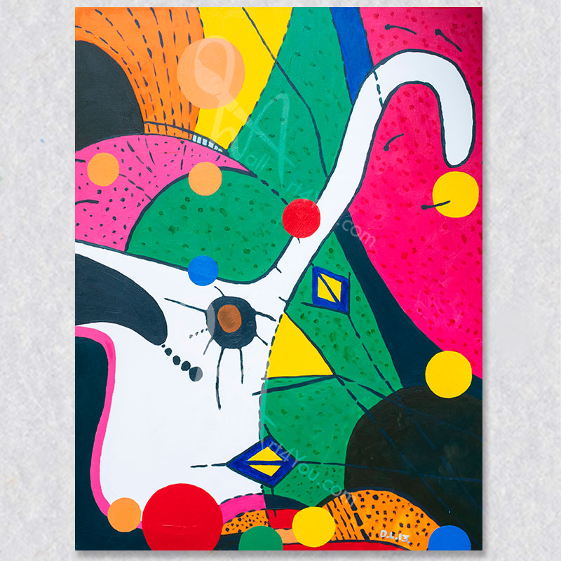 "Big White Cat" wall art was created by David Laird.