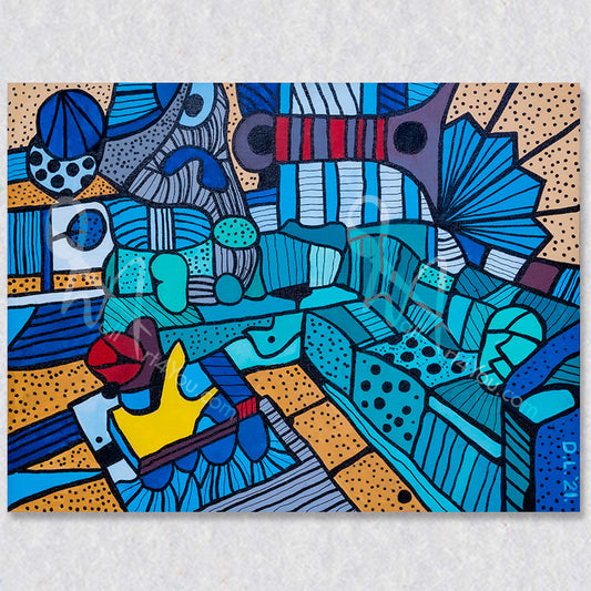 "Elephant in the Room" wall art is a cartoon doodle style created by David Laird.