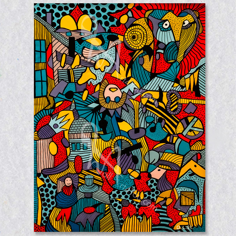 "Lucy and the Owl" wall art will bring a blast of colour to your room.