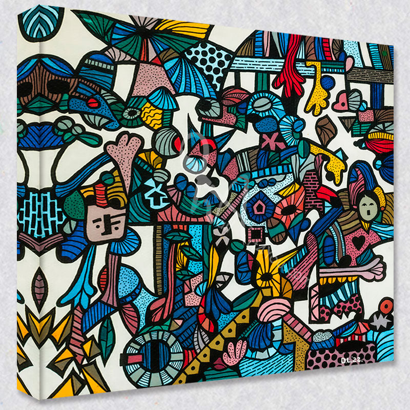 "Mr. Hattle" comes as a gallery wrapped canvas print with a rich 1.5 inch thick wood frame. We use a moisture resistant poly-cotton canvas that will not sag and high quality inks that will last over 100 years.