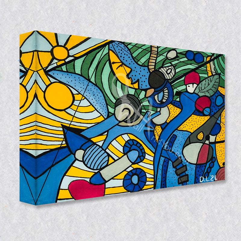 "Red Hatted Ferry" comes as a gallery wrapped canvas print with a rich 1.5 inch thick wood frame. We use a moisture resistant poly-cotton canvas that will not sag and high quality inks that will last over 100 years.
