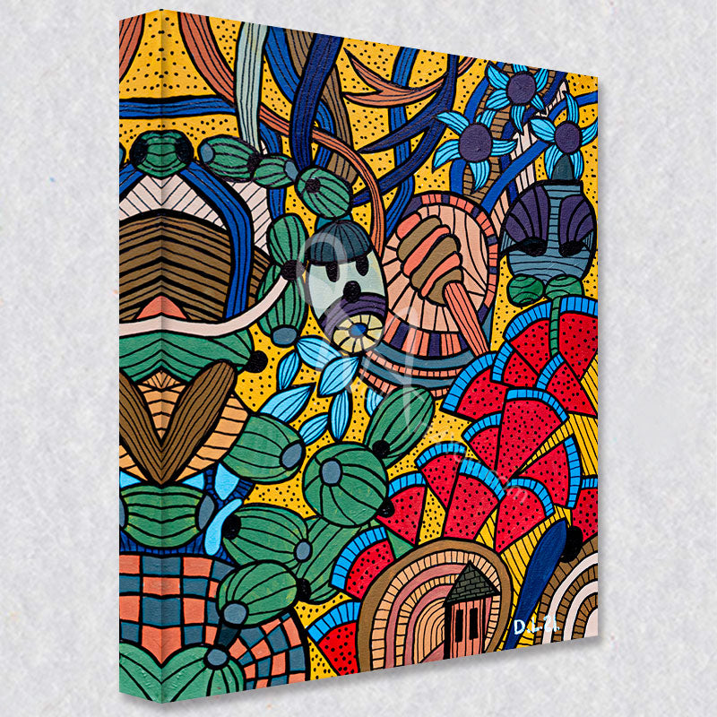 "Watermelon Man" comes as a gallery wrapped canvas print with a rich 1.5 inch thick wood frame. We use a moisture resistant poly-cotton canvas that will not sag and high quality inks that will last over 100 years.