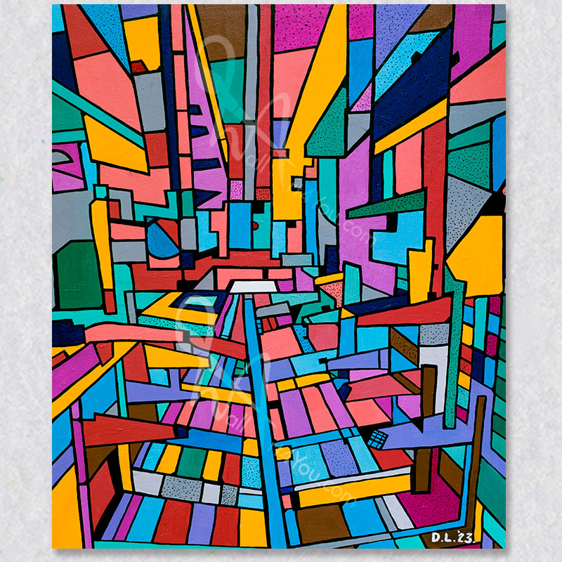 "What's Behind the Green Door?" wall art is by David Laird.