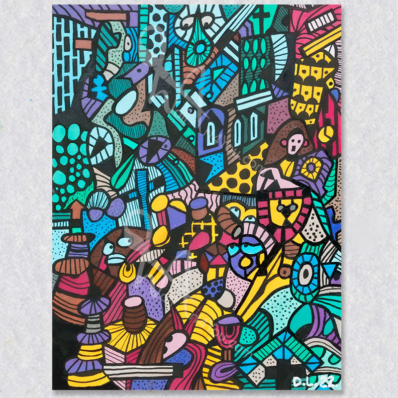 "Yankey River" wall art is a lovely cartoon doodle work of art created by David Laird.