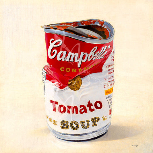 Anti-Warhol is a hyperrealism art piece by artist Mark McDermott. The original work is an actual painting that is so detailed it looks like a photograph.