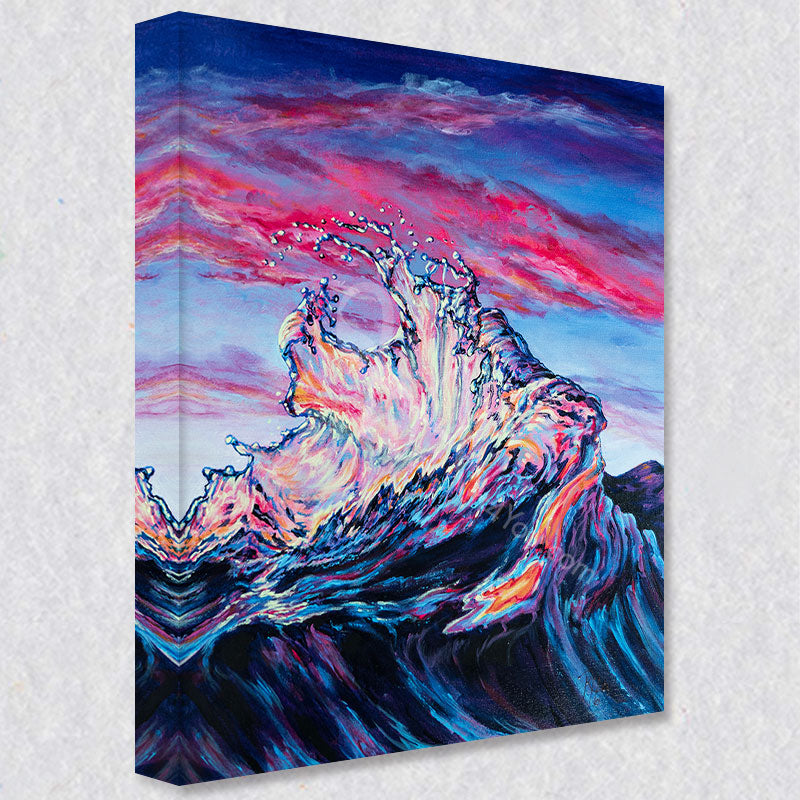 "Catcher's Mitt" comes as a gallery wrapped canvas print with a rich 1.5 inch thick wood frame. We use a moisture resistant poly-cotton canvas that will not sag and high quality inks that will last over 100 years.