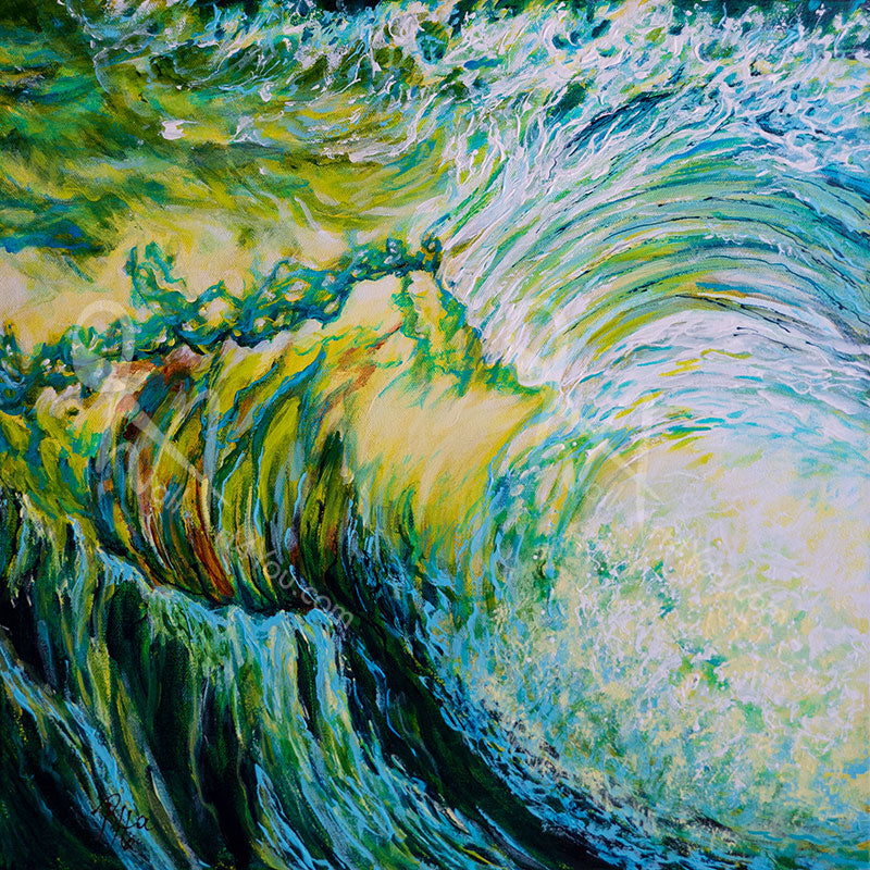 "Down the Rabbit Hole" wall art catures creating wave with the light shining through.