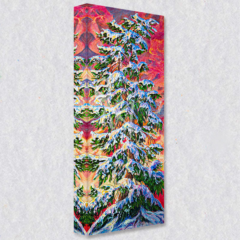 "Waking Up" comes as a gallery wrapped canvas print with a rich 1.5 inch thick wood frame. We use a moisture resistant poly-cotton canvas that will not sag and high quality inks that will last over 100 years.