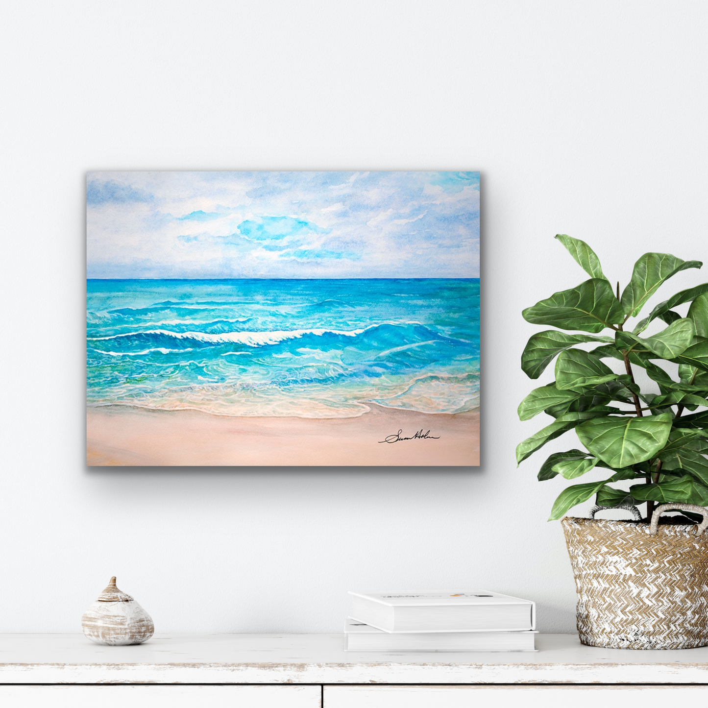 Susan's original work of art was created on a trip to the Caribbean.