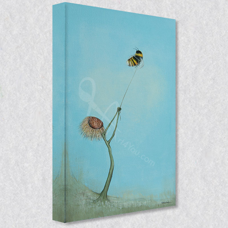"Don't Let Go" comes as a gallery wrapped canvas print with a rich 1.5 inch thick wood frame. We use a moisture resistant poly-cotton canvas that will not sag and high quality inks that will last over 100 years.