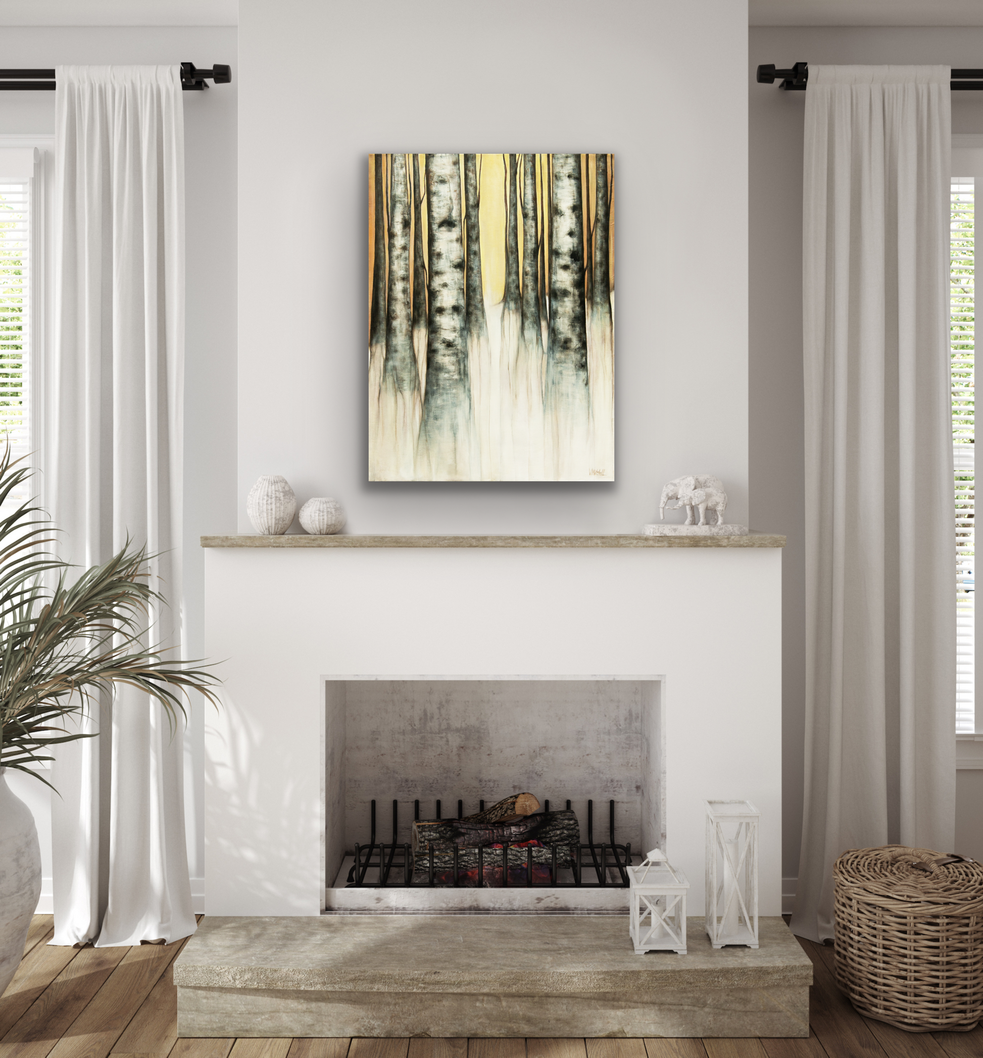 This wall art with it surreal calming natural setting is perfect for bedroom, living room or dining room.