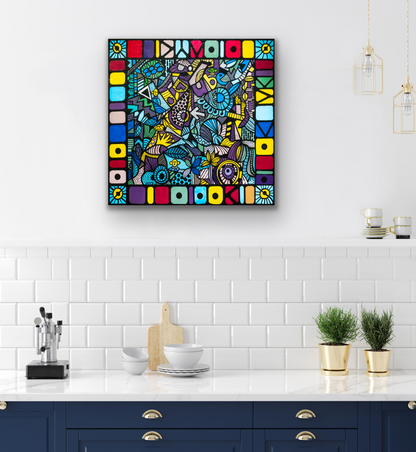 "If Only I Knew" artwork is a fun lively piece that will work well in a bathroom, kitchen or hallway.