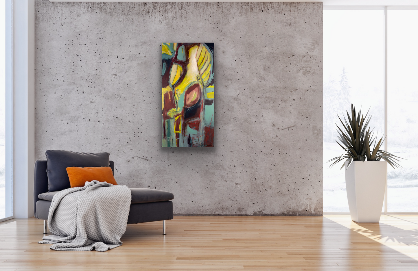 This abstract artwork works well in your sitting room, livingroom or even your bedroom.