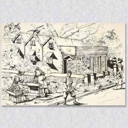 "Old Chattel House" artwork was created by Barbados artist Carlston Hamblin.