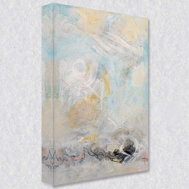 "Misty Horizon" comes as a gallery wrapped canvas print with a rich 1.5 inch thick wood frame. We use a moisture resistant poly-cotton canvas that will not sag and high quality inks that will last over 100 years.