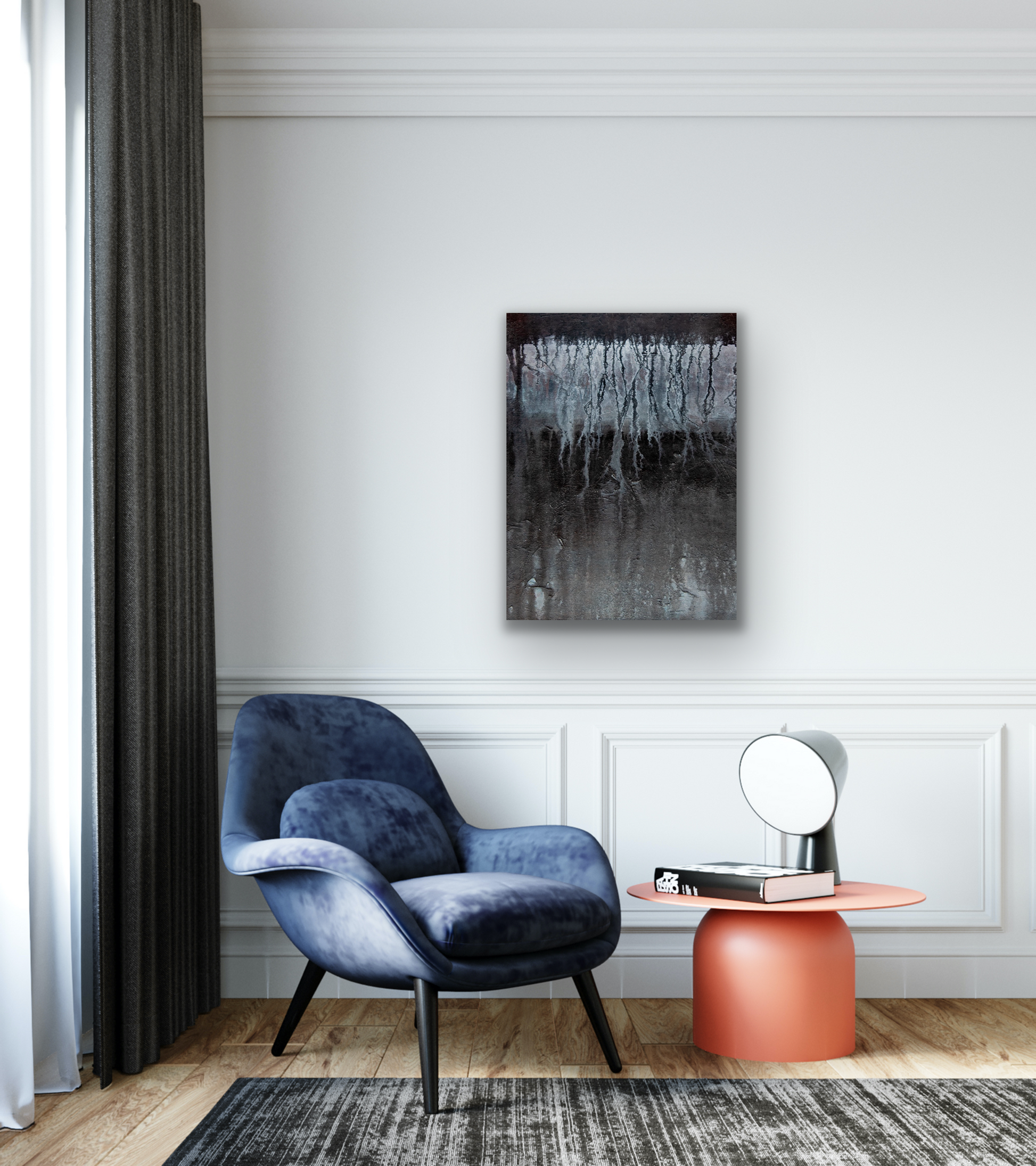 Depth is for the discerning art collector looking to make a statement.  This art work is suited for a hallway, living room, dining room or even a bedroom where it can be focal point of the room.