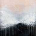 Lightness abstract wall art by artist Colette Tan. This stunning work of art has a dark blue, white and yellow colour palette.