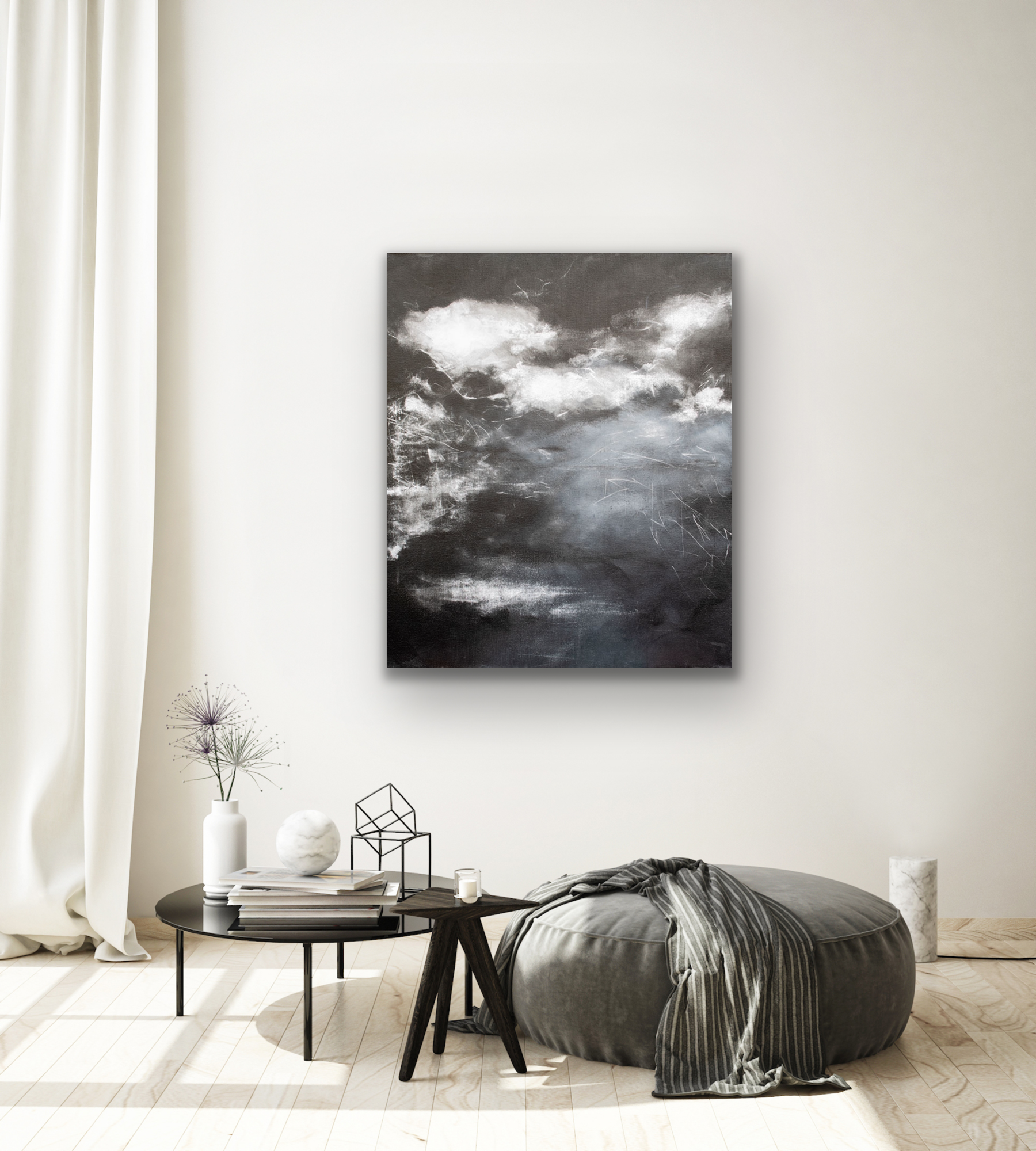 "Mono Cloud II" artwork with it black and white colours will match most room decors.