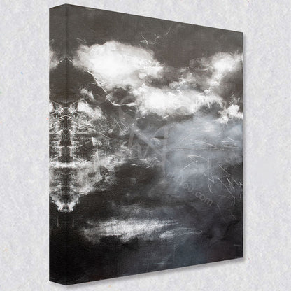 "Mono Cloud 1" comes as a gallery wrapped canvas print with a rich 1.5 inch thick wood frame. We use a moisture resistant poly-cotton canvas that will not sag and high quality inks that will last over 100 years.