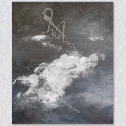 "Mono Cloud III" original painting is part of a four part series of black & white abstract clouds by Colette Tan.