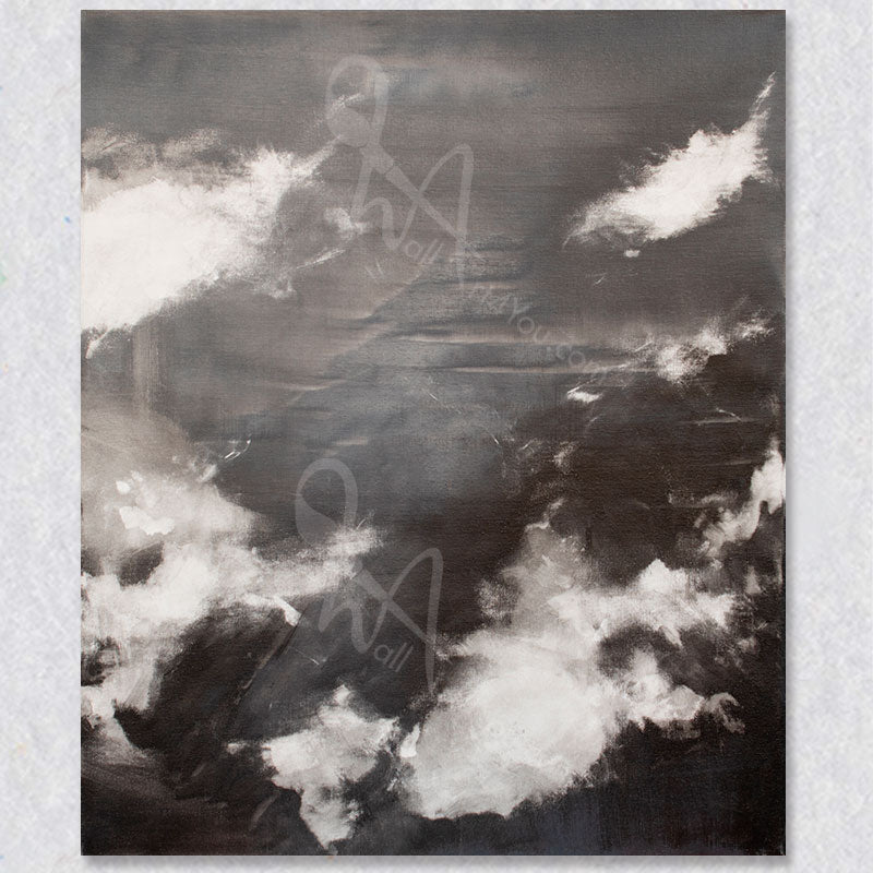 "Mono Cloud IV" original painting is part of a four part series of black & white abstract clouds by Colette Tan.