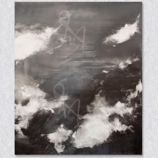 "Mono Cloud IV" wall art was created by Colette Tan.