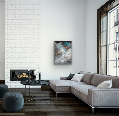 This stunning abstract wall art by Colette Tan will make a statement in your living room, dining room or hallway.  Place this piece where people can see it.