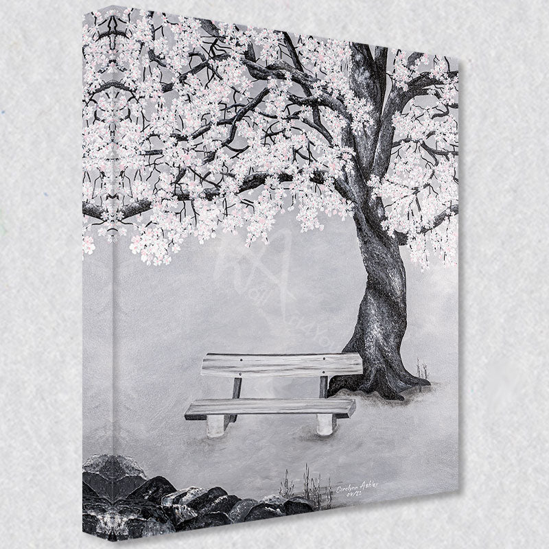 "Enchanting" comes as a gallery wrapped canvas print with a rich 1.5 inch thick wood frame. We use a moisture resistant poly-cotton canvas that will not sag and high quality inks that will last over 100 years.