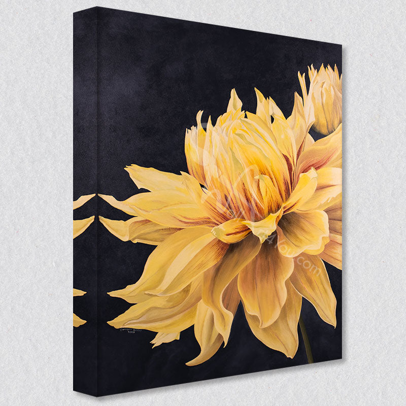 "Dancing" comes as a gallery wrapped canvas print with a rich 1.5 inch thick wood frame. We use a moisture resistant poly-cotton canvas that will not sag and high quality inks that will last over 100 years.