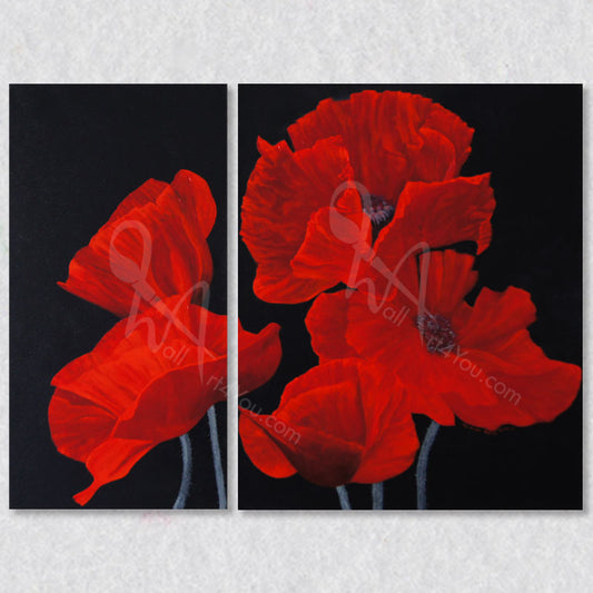 "Courage" red wild poppies original painting is available by Canadian artist Carolynn Ashley.