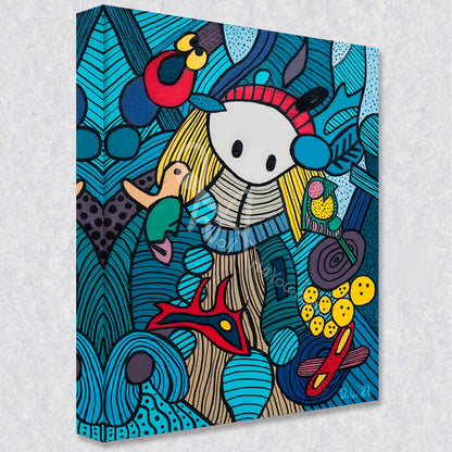 "Little Red Riding Hood" comes as a gallery wrapped canvas print with a rich 1.5 inch thick wood frame. We use a moisture resistant poly-cotton canvas that will not sag and high quality inks that will last over 100 years.