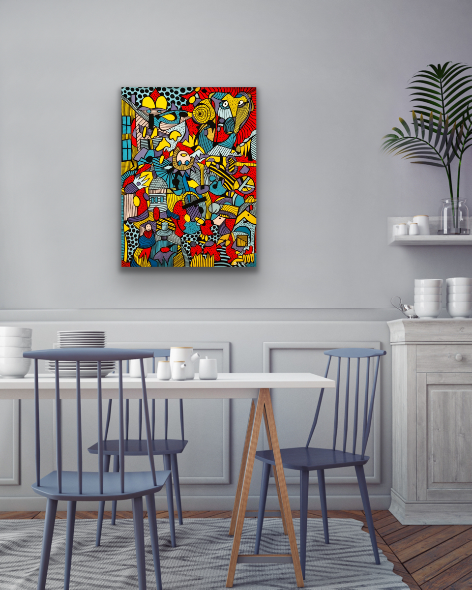 The work of art comes in five different canvas print sizes to fit your wall perfectly.