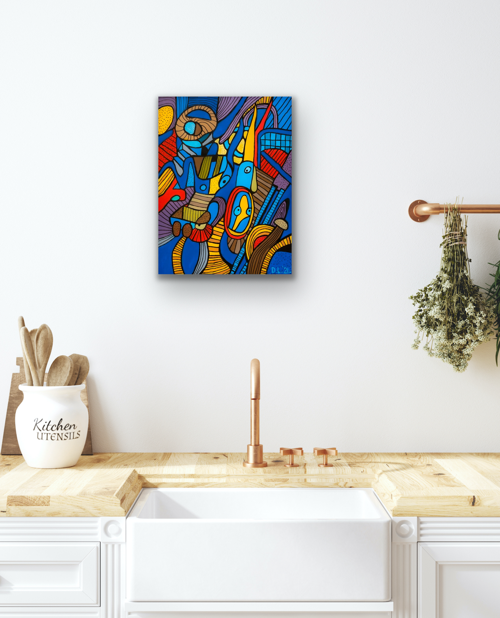 "Rock, Scissor or Stoned" painting will look great in your kitchen, hallway or even your bathroom.