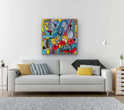"Rosie's Octets" wall art would make a statement in your living room.  What do you see knew each time you view the piece?