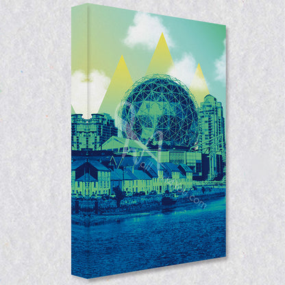 "Galway Science World" comes as a gallery wrapped canvas print with a rich 1.5 inch thick wood frame. We use a moisture resistant poly-cotton canvas that will not sag and high quality inks that will last over 100 years.