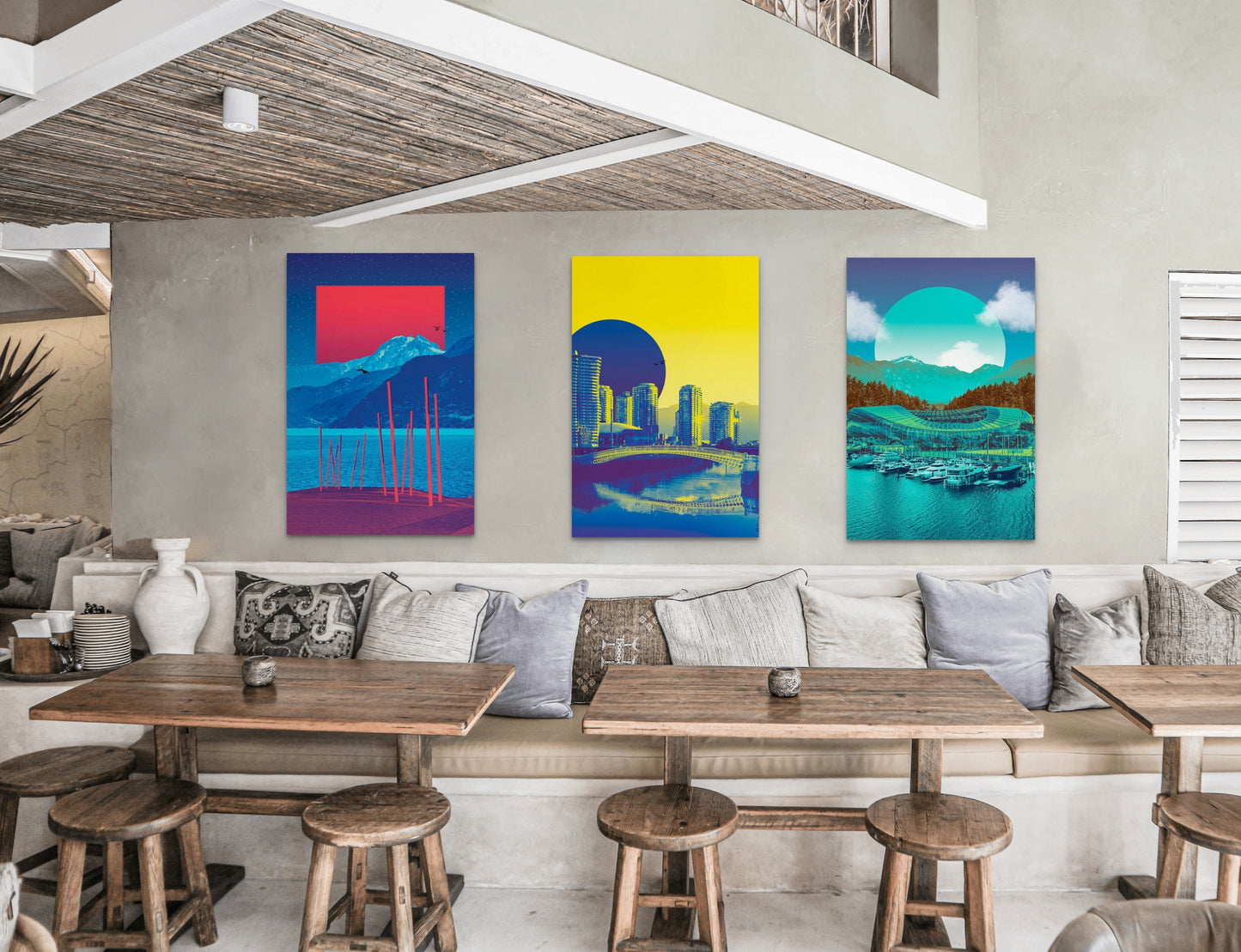 This canvas print wall art merges scenes from Dublin Ireland with Vancouver, B.C.