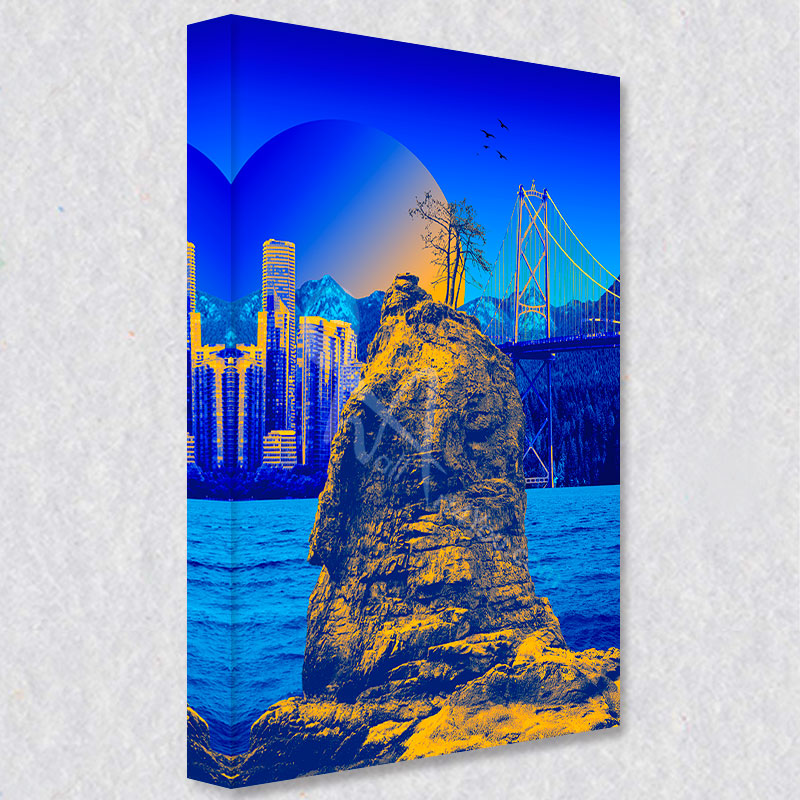 "Stanley Park" comes as a gallery wrapped canvas print with a rich 1.5 inch thick wood frame. We use a moisture resistant poly-cotton canvas that will not sag and high quality inks that will last over 100 years.