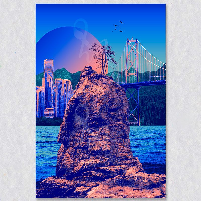 Stanley Park's Siwash Rock work of art comes in five different canvas print sizes.