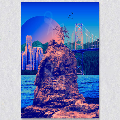 Stanley Park's Siwash Rock work of art comes in five different canvas print sizes.