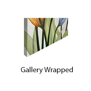 We recommend you choose a stretched canvas or gallery wrap framing choice.  Your artwork will come ready to hang.