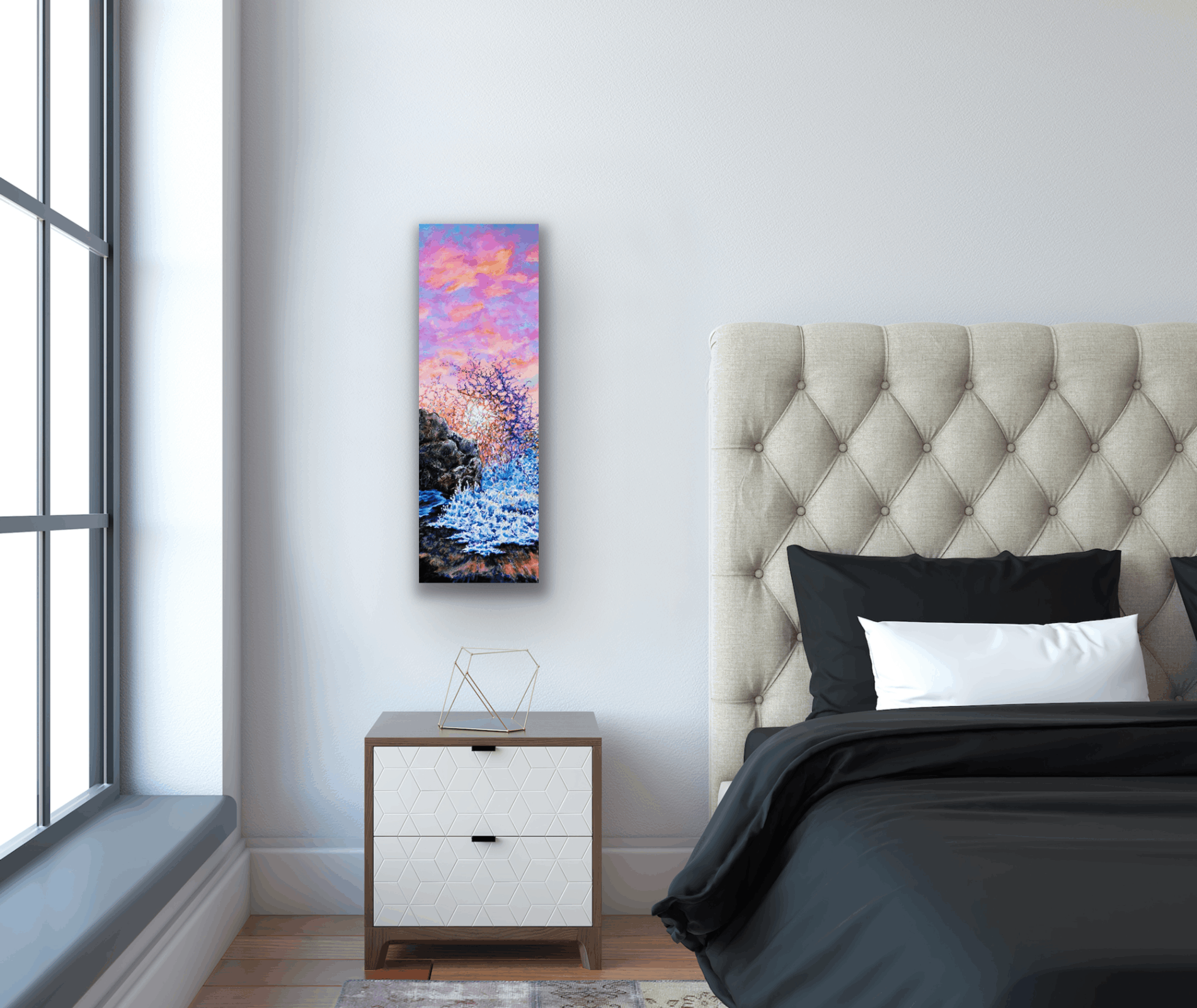 This original painting will look great in your bedroom. 