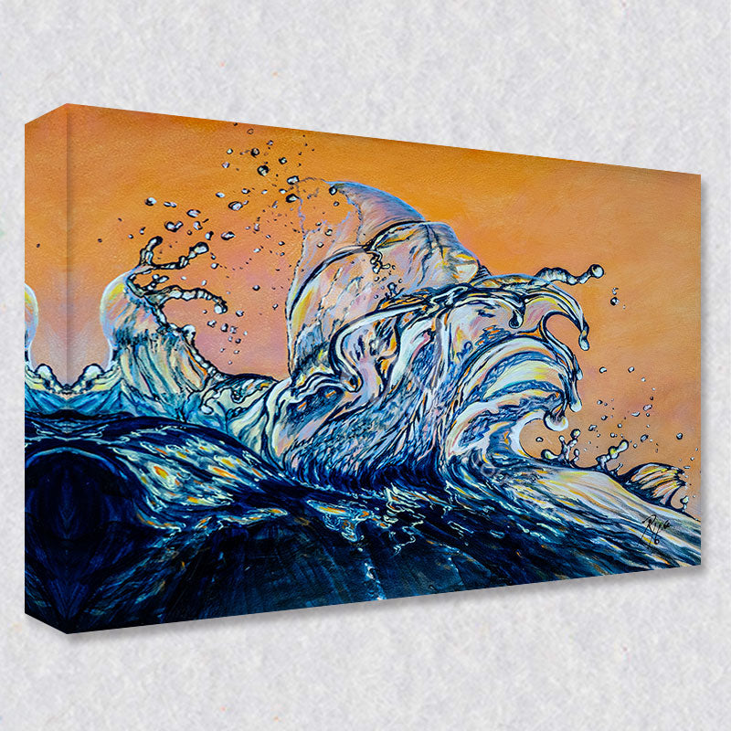 "Blown Glass" comes as a gallery wrapped canvas print with a rich 1.5 inch thick wood frame. We use a moisture resistant poly-cotton canvas that will not sag and high quality inks that will last over 100 years.