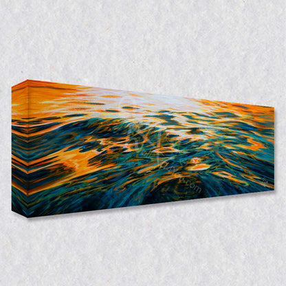 "Evening Fire" comes as a gallery wrapped canvas print with a rich 1.5 inch thick wood frame. We use a moisture resistant poly-cotton canvas that will not sag and high quality inks that will last over 100 years.