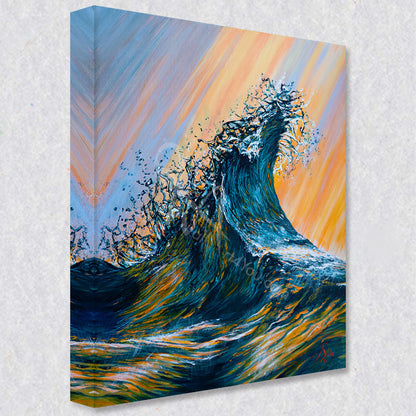 "Glitter" comes as a gallery wrapped canvas print with a rich 1.5 inch thick wood frame. We use a moisture resistant poly-cotton canvas that will not sag and high quality inks that will last over 100 years.