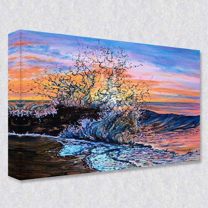 "Incoming" comes as a gallery wrapped canvas print with a rich 1.5 inch thick wood frame. We use a moisture resistant poly-cotton canvas that will not sag and high quality inks that will last over 100 years.
